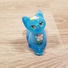 Fenton Glass Blue Crossed Paws Cat Figurine Hand Painted Signed D. Robinson