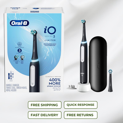 Oral-B iO Deep Clean Electric Toothbrush Black Series 3 2 Heads Travel Case