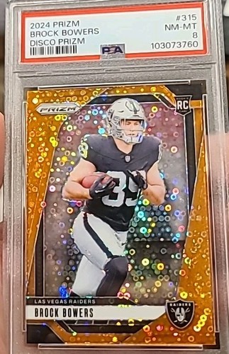 2024 DISCO PRIZM BROCK BOWERS #315 GRADED PSA 8 RAIDERS ROOKIE CARD 315 - Picture 1 of 3