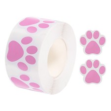 500Pcs Adhesive Label Stickers Pink Paw Prints Stickers 1.5" Stickers