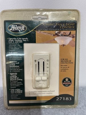 Hunter 4-Speed Ceiling Fan/Light Control 27183 Preset Dual-Slide On/Off Switch