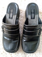 Vintage Route 66 Black Y2K Chunky Mule Slides Women's Size 6 Good Condition