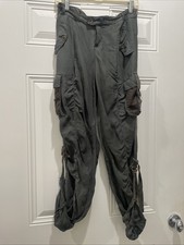 Da-Nang Silk Cargo Pants Women's Y2K Green Surplus Military Lots Of Details