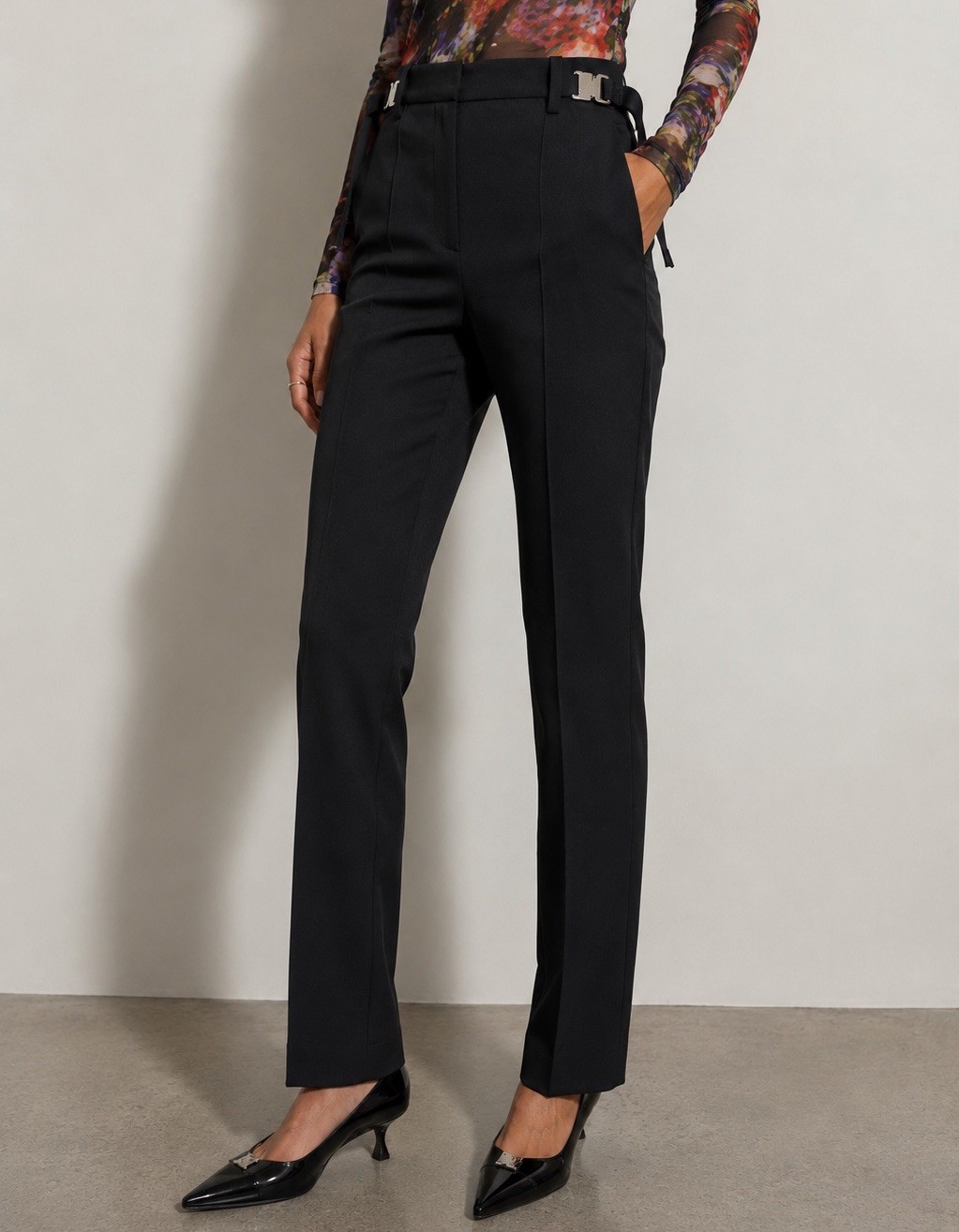 1017 ALYX 9SM Double Buckle Tailoring Pants Black Wool Blend Italy NWT Size 40