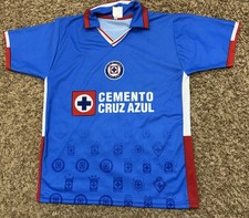 Cruz Azul Cemento Caliente Fan Soccer Jersey Blue Retro Style Mens Size Medium