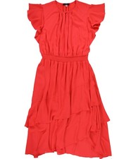T Tahari Womens Smocked Midi Fit & Flare Dress