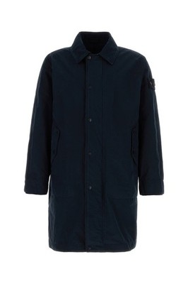 STONE ISLAND Midnight Blue Polyester Blend Trench Coat New & Authentic