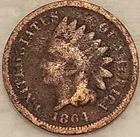 1864 US Indian Head Cent 1C Penny - G/VG - #14371