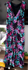 DAVID EMANUEL MAXI DRESS BLACK FLORAL PATTERN NEW SIZE 24 STRETCH 