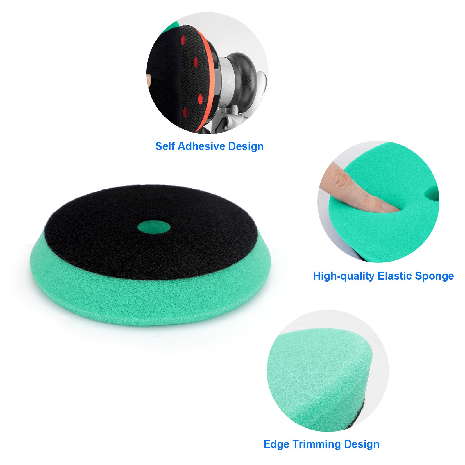 5PCS 7-Inch Car Foam Polishing Buffing Pads Kit Sponge Waxing Polisher for Drill