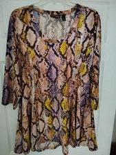 Attitudes by Renee XL Godet Tunic, Attitudes by Renee XL Multicolor Print Tunic