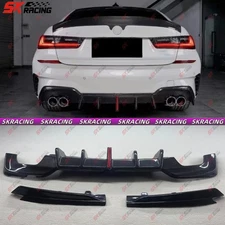 Fits BMW 3 Series  G20 M-sport Dry Carbon Fiber Rear Diffuser Lip+Side Splitter