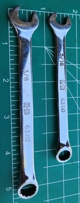Vtg K-D Tools USA Combination Wrench Set 5/16 & 3/8 Chrome SAE