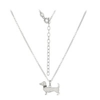Cavill Silber Halskette Damen Dackel AnhäNger Zirkon 925 Sterling 0,27Ct