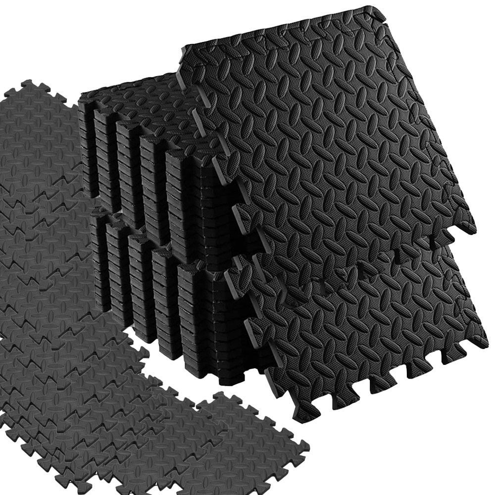 12~60 PC Exercise Puzzle Mat Gym & Home Mat Interlocking EVA Foam Floor Tiles Black