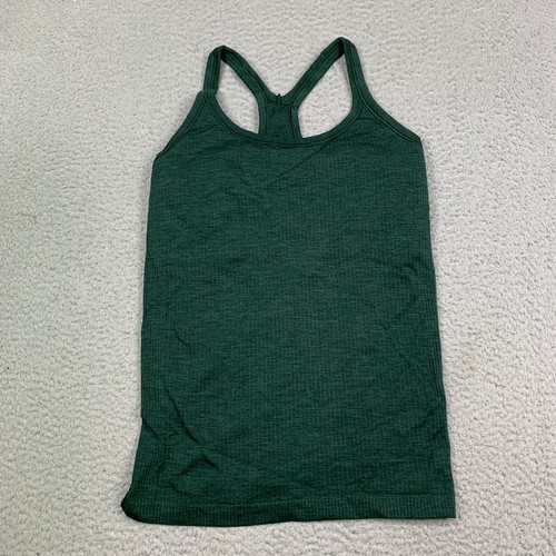 Lululemon Ebb To Street Ribbed Tank Top Womens 8 Green Built in Bra LW1AX1S