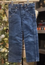 Wrangler Boys Blue Denim Jeans Slim Fit Adjustable Waist Western Size 4 Slim