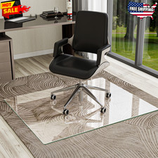 36" x 46" Tempered Glass Mat Rectangluar Chair Mat for Hard Floors Heavy-Duty Of
