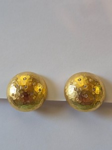 Authentic Vintage Women’s Dome Shaped Gold Plated Crystal Clip On Earrings