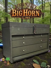 Vintage Kennedy Kits Big Horn Line 3 Drawer Metal Machinist Tool Box Chest Green