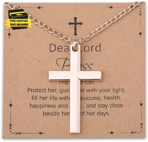 Rose Collier de Croix d'Or pour les femmes Faith Religieux Cadeau de Croix plaqué d'or Pendan