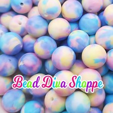 Set of 10 - 15mm - PASTELS - Round Silicone Beads - Diy Jewelry Making - Beaded