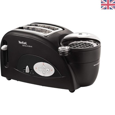 Kompakter 2-Schlitz Toaster und Bohnen-/Eiermaschine - Toast n' Bean in stilvollem Schwarz