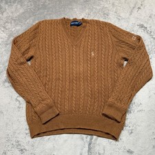 Polo Golf Ralph Lauren Cable Knit V-Neck Sweater Camel Men's Medium
