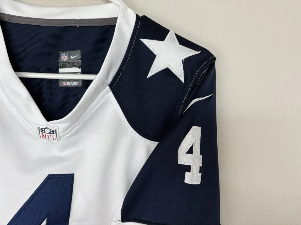 Camiseta de fútbol para mujer Nike On Field Dallas Cowboys Dak Prescott 4 blanca mediana Foto 4 de 4