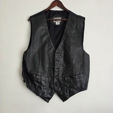 88 Keys Vintage Leather Vest Sleeveless Black