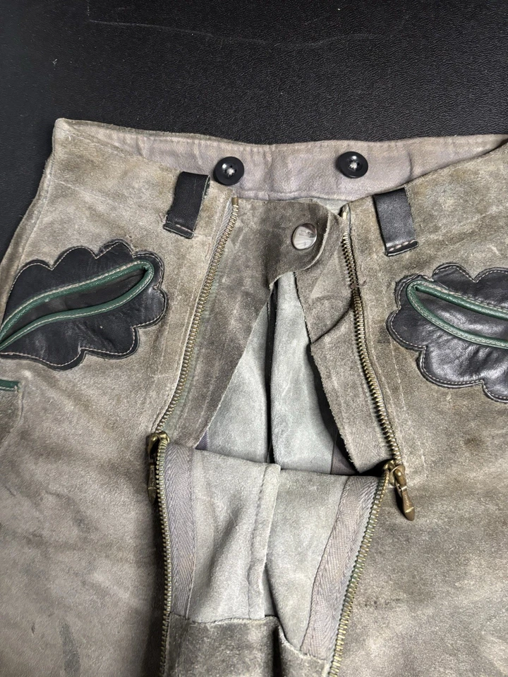 Pantalones Cortos de Cuero Bávaro Alemán Auténticos De Colección Camisas*Talla XXS/XS Foto 2 de 4
