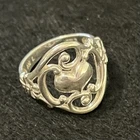 Vintage Sterling Silver Heart & Flowers Ring/ 925 /Size 7
