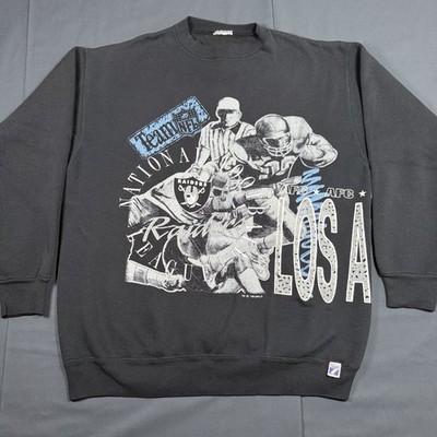 RARE VTG Logo 7 Los Angeles Raiders NFL 1991 Black Crewneck Sweatshirt Size L/XL