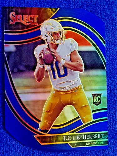 2020 Panini Select Field Level RC Justin Herbert Blue Prizm Die-Cut #344 MINT 💙