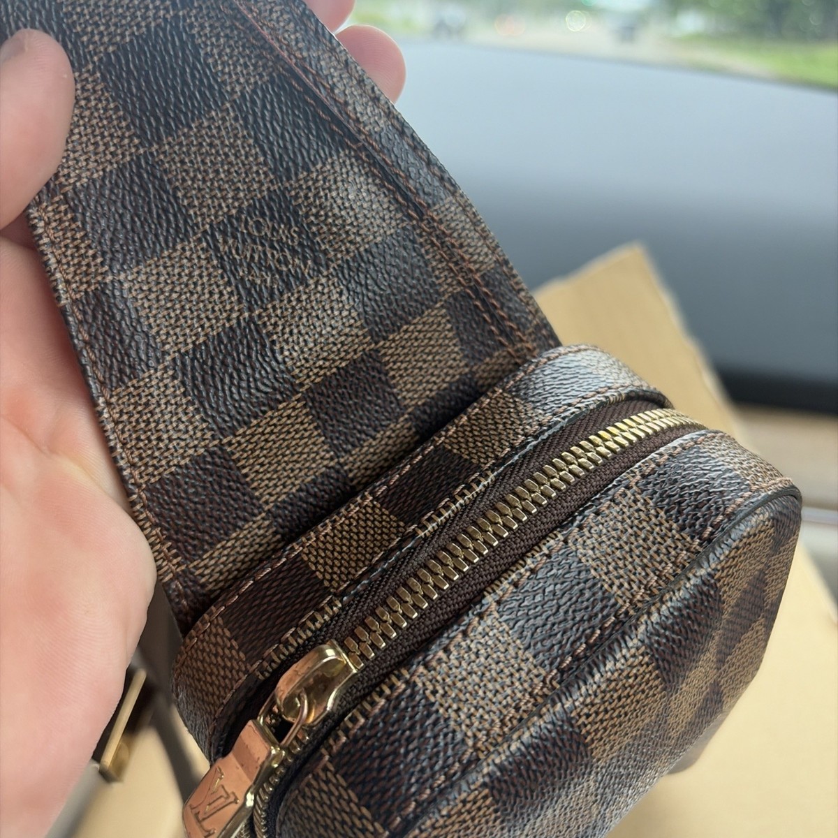 Louis Vuitton Geronimos Damier Ebene Canvas Waist Bag Body Cross