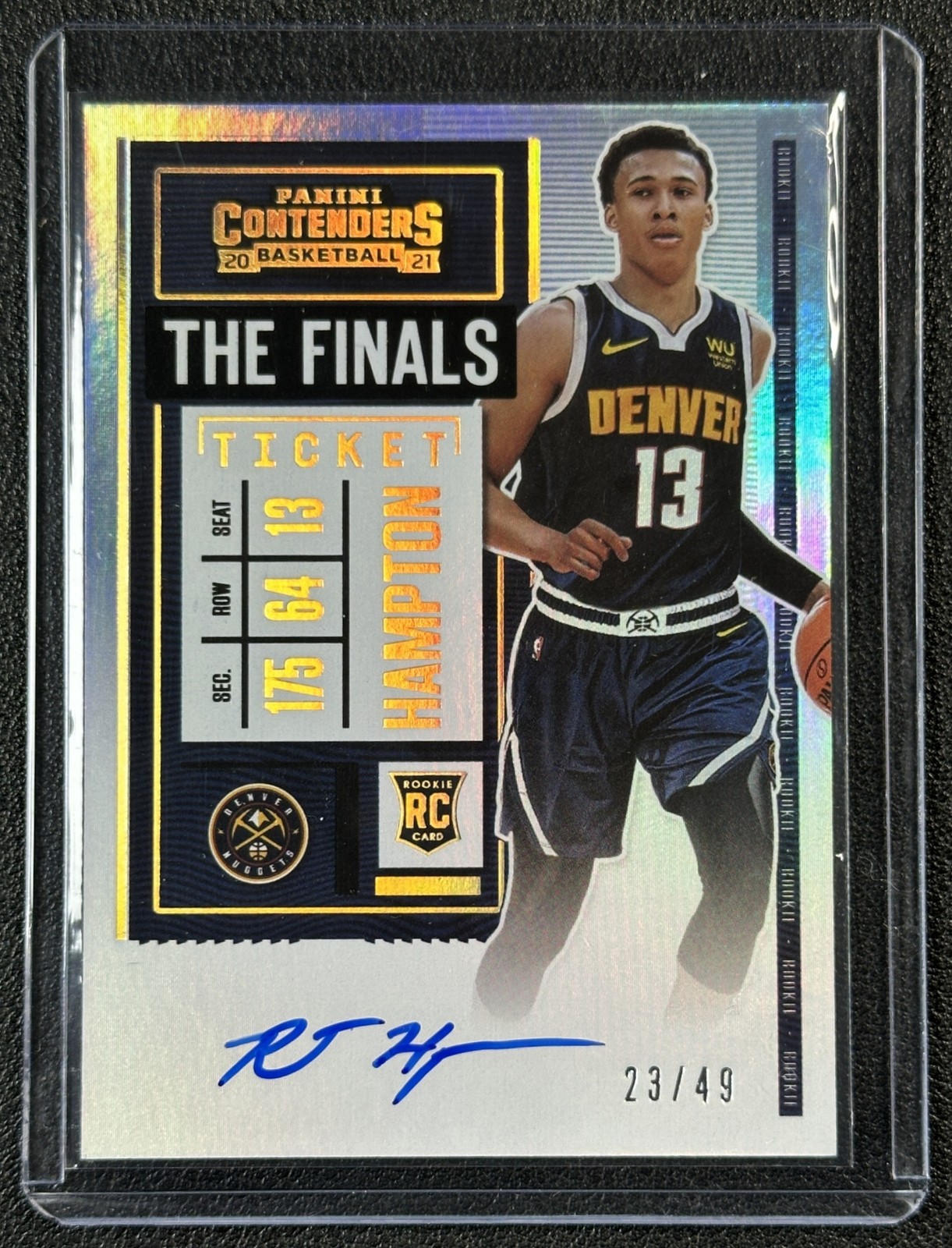 RJ HAMPTON 2020-21 PANINI CONTENDERS #104 THE FINALS TICKET VAR RC AUTO 23/49