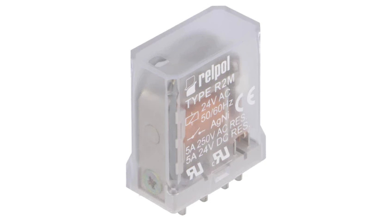 R2M-24VAC Relay: Electromagnetic DPDT Coils: 24VAC 5A/250VAC /T2UK
