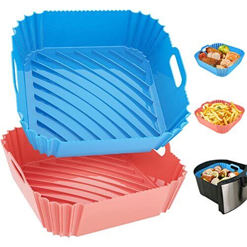 2x Revestimiento de silicona para freidora de aire Cesta Bandeja para horno - Picture 1 of 7
