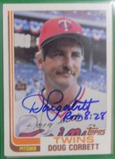 Doug Corbett Minnesota Twins 1982 Autographed Card