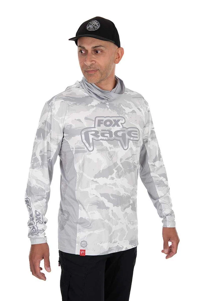 Blusa/roupas de pesca Fox Rage luz UV com capuz - Imagem 3 de 4