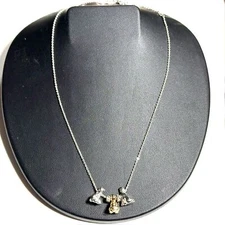 Darling Dogs Sliding Charm Pendant Necklace Silver Gold Tone Dog Lovers 17-18.5”