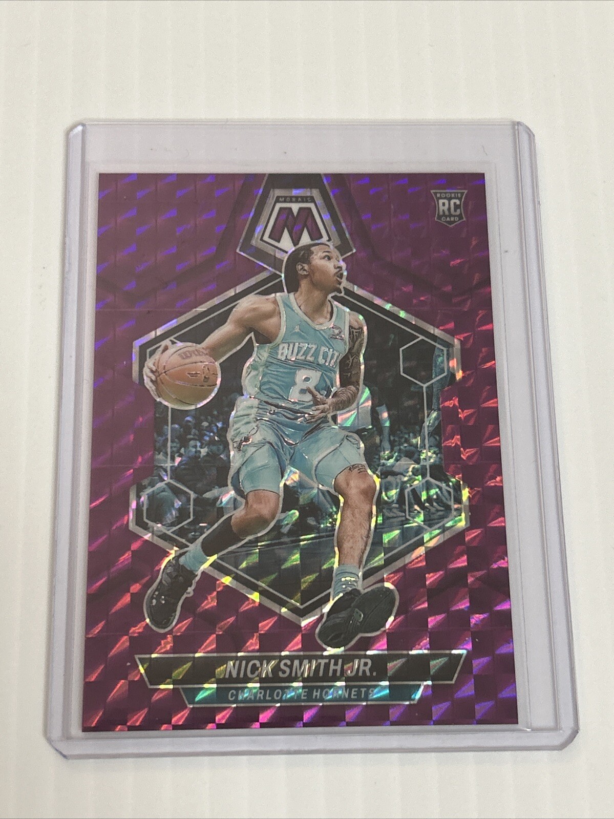 2023-24 Mosaic Nick Smith Jr Rookie /99 Purple Mosaic Prizm HORNETS #242 RC