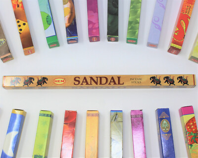 Hem Sandal Incense Sticks - Five 8-Stick Boxes! (40 Sticks Total)