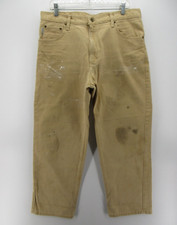VINTAGE Carhartt Jeans Men 36X30 Brown Loose Thrashed Paint Work Pants Heavy  
