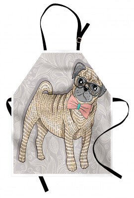 Mops Kochschürze Hipster-Hund Nerdy Glasses