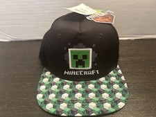 NWT 2022 Boys Youth Minecraft FlatBill Video Game Creeper Logo Hat Cap One Size