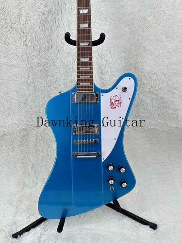 US Ship Blue Firebird Electric Guitar Fixed Bridge White Pickguard Free Ship