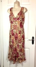 Vintage Y2K Next Pink Multicoloured Floral Midi Length A Line Dress 12 uk