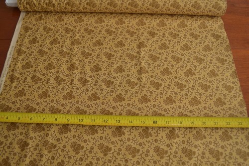 By 1/2 Yd/Brown Floral on Gold Quilt Cotton/Moda/Bon Voyage/Laundry Basket,P6775 - Picture 3 of 7