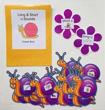 Educational Literacy Center Phonics Learning Resource Short Long u Vowel Sort